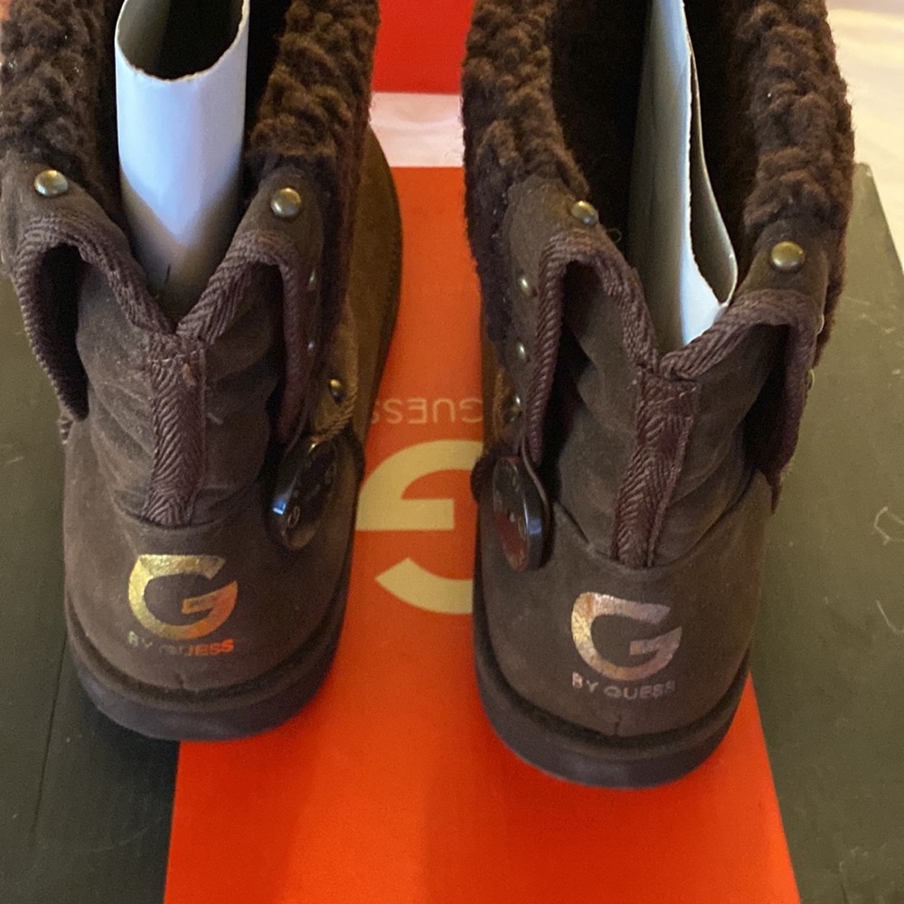 NIB G BY GUESS Y2K Brown Multi Fabric Boots Sz 7.5 - Picture 7 of 8